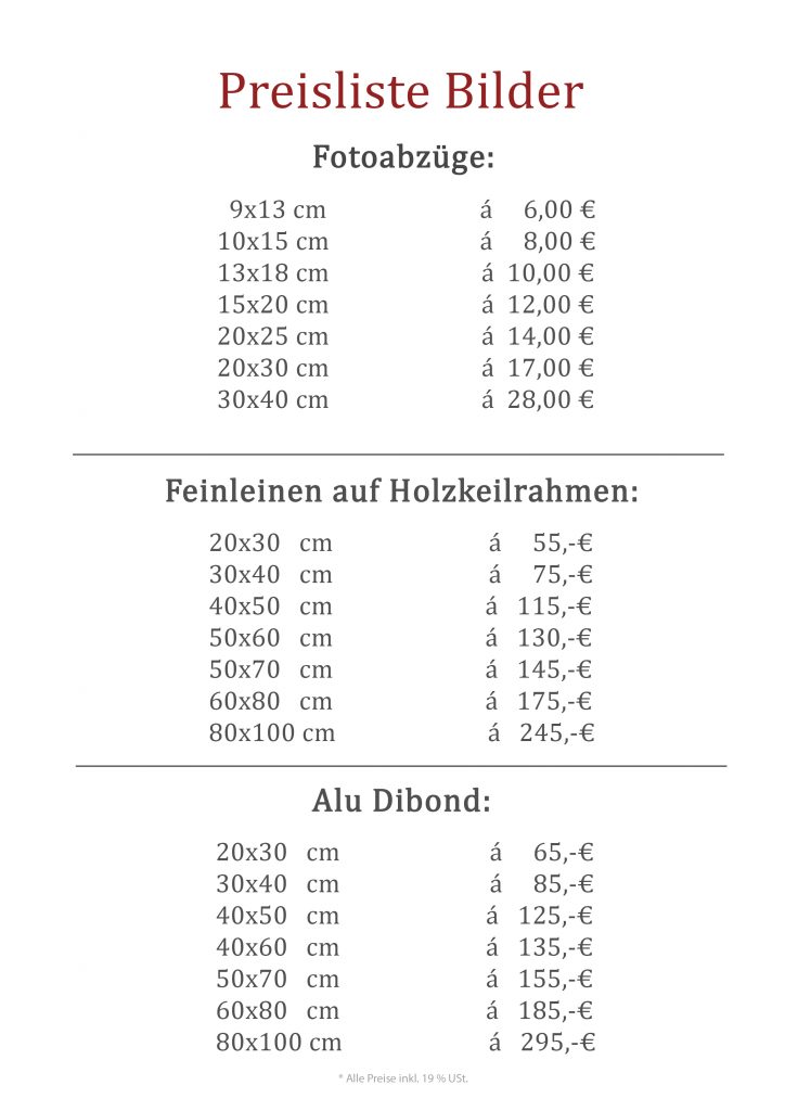 Preisiste Fotoshootings