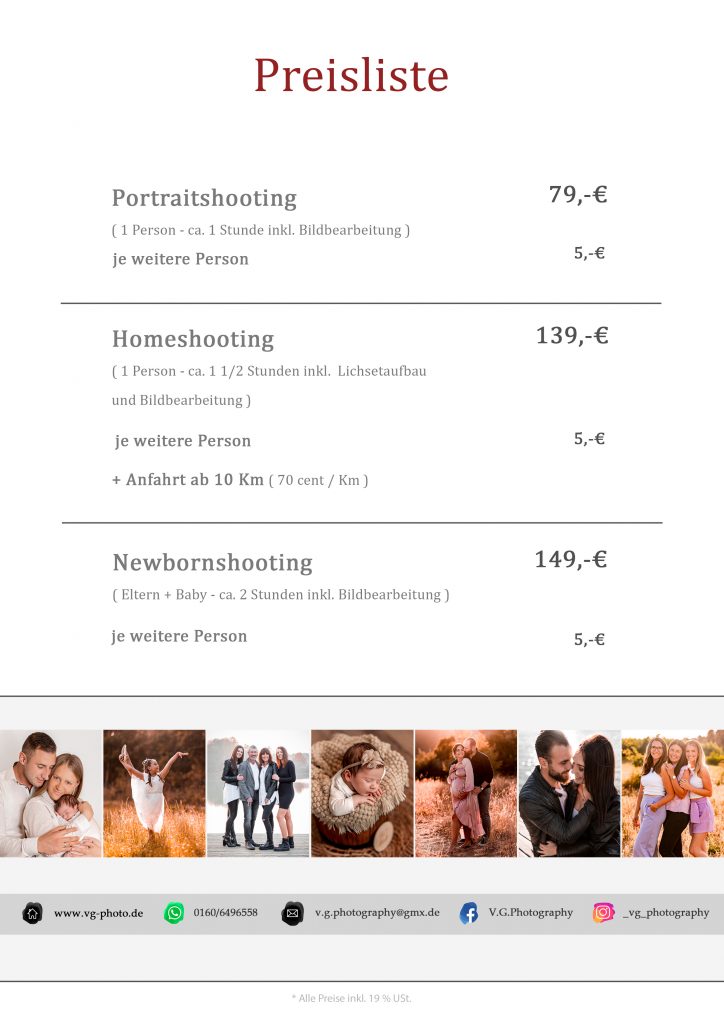 Preisiste Fotoshootings